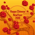 Happy Chinese New Year2019, Year of Pig greeting background