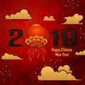 Happy Chinese New Year2019, Year of Pig greeting background