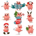 Happy Chinese New Year of pig set Royalty Free Stock Photo