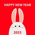 Happy Chinese New Year 2023. The year of the rabbit. Bunny face head icon set. Cute kawaii hare animal. Cartoon funny baby Royalty Free Stock Photo