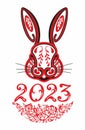 Happy chinese new year 2023 year of the rabbit . Vector illustrationHand .