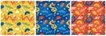 Happy Chinese New Year 2024 Seamless Pattern Design. Translation : Year of the Dragon. with Lantern, Dragons and China Elements