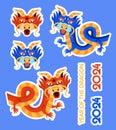 Happy chinese new year stickers. Traditional Asian lunar calendar