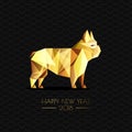 Happy Chinese New Year 2018. Vector greeting card, poster, banner with gold luxury dog symbol. Royalty Free Stock Photo