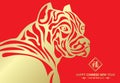 Happy Chinese new year and year of dog card with Gold Dog abstract style on red background vector design Chinese word mean blessi Royalty Free Stock Photo