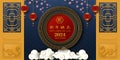 Happy Chinese new year 2024,year of the dragon with asian elements on cloud,Chinese translate mean happy new year,dragon year