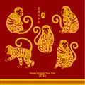 Happy Chinese New Year 2016 Year of Monkey Royalty Free Stock Photo