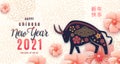 2021 Happy Chinese New Year, the year of the ox vector background. Design concept of lunar greeting card with dark Royalty Free Stock Photo