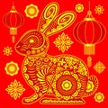 Happy Chinese New Year 2023 Year of the Rabbit Vector illustration