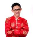 Happy Chinese new year.Young Asian man with gesture of congratulation Royalty Free Stock Photo