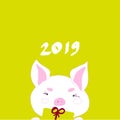 Happy chinese new year 2019 Zodiac sign Year of the pig. Lovely pig with flowers. Vector illustration Royalty Free Stock Photo