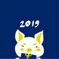 Happy chinese new year 2019 Zodiac sign Year of the pig. Lovely pig with flowers. Vector illustration Royalty Free Stock Photo