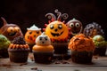 Happy Chocolate Cupcakes with a Halloween theme