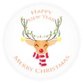 Happy Christmas deer. Merry Christmas and Happy New Year. Vector illustration.
