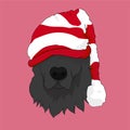 Happy Christmas with Dog with Santa Claus Hat. cute art Royalty Free Stock Photo