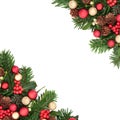 Happy Christmas Festive Background Border with Traditional Symbols Royalty Free Stock Photo