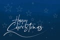 Happy Christmas - handwritten lettering on a festive blue starry sky background modern vector / EPS design for card, poster, Royalty Free Stock Photo