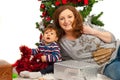 Happy Christmas mom and son Royalty Free Stock Photo