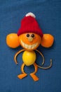Happy Christmas monkey in santa hat