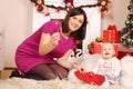 Happy Christmas mother and baby Royalty Free Stock Photo