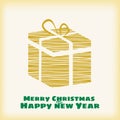 Happy Christmas and New Year, box gift stylized, vector, template, greeting card, banner, isolated, cartoon style