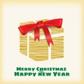 Happy Christmas and New Year, box gift stylized, vector, template, greeting card, banner, isolated, cartoon style