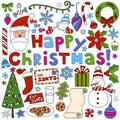 Happy Christmas Notebook Doodles Royalty Free Stock Photo