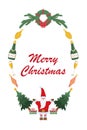 Happy Christmas Oval Frame with Santa Claus Royalty Free Stock Photo