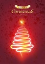 Happy Christmas Poster card with golden Light tree and glittering star