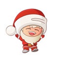 Fun Christmas Santa Claus in red suit. Kawaii style