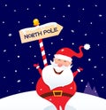 Happy Christmas Santa with North pole sign Royalty Free Stock Photo