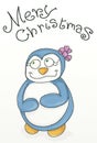 Happy Christmas, the shy penguin female with pink bow Royalty Free Stock Photo