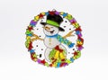 Happy Christmas snowman on white background Royalty Free Stock Photo