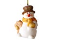 Happy Christmas snowman,on white background. Royalty Free Stock Photo