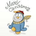 Happy Christmas, Sporty penguin with hat and scarf Royalty Free Stock Photo