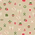Happy Christmas Symbols Seamless Pattern Royalty Free Stock Photo