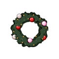 happy christmas wreath cartoon vector illustration Royalty Free Stock Photo