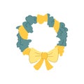 happy christmas wreath cartoon vector illustration Royalty Free Stock Photo