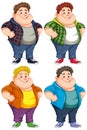 Happy chubby boy cartoon in different hair colour