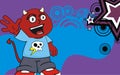 Happy chubby demon kid cartoon expression background