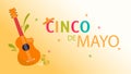 Happy Cinco de Mayo banner and background. Mexican holiday 5 May with mariachi guitar and hat vector decorations Royalty Free Stock Photo