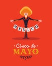 Happy Cinco de Mayo card of skeleton mariachi