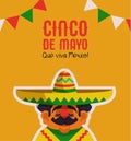 Happy Cinco de Mayo greeting card of mariachi man