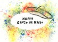 Cinco de Mayo illustration with sombrero and hand lettering Royalty Free Stock Photo