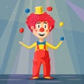 Happy circus clown. Cartoon vector illustration