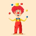 Happy circus clown. Cartoon vector illustration