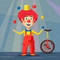 Happy circus clown. Cartoon vector illustration