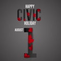 Happy Civic Holiday 1st August. Canada Festival concept. Web banner and Poster background design vector illustration. Royalty Free Stock Photo