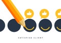 Happy client customer business icon. Feedback client positive sign smile symbol concept illustration Royalty Free Stock Photo