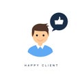 Happy client customer business icon. Feedback client positive sign smile symbol Royalty Free Stock Photo